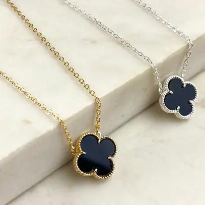 Colar Choker Trevo Resina Black