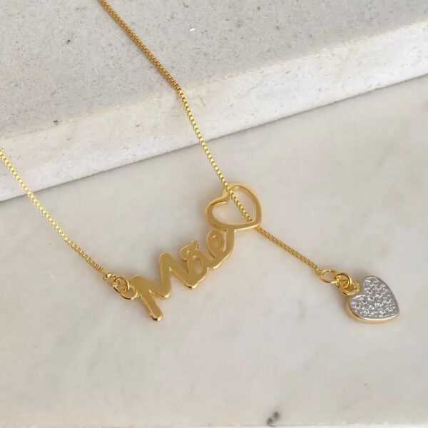 Colar Mãe com Coração Cravejado