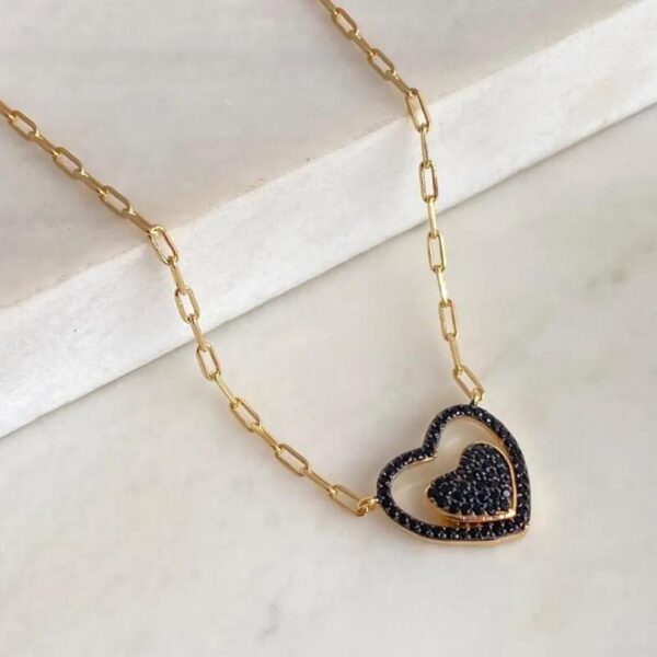 Colar Cartier Coração Zircônia Negra