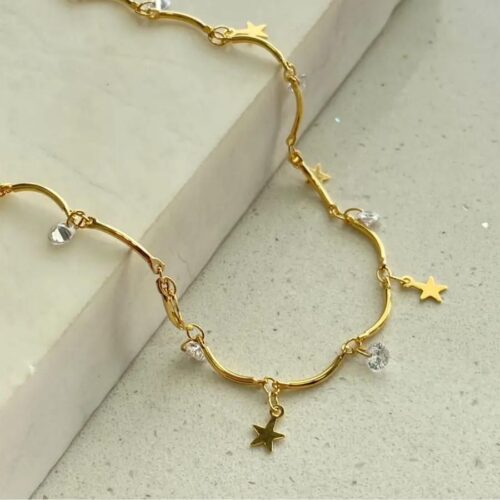 Colar Choker Estrelas e Ponto de Luz
