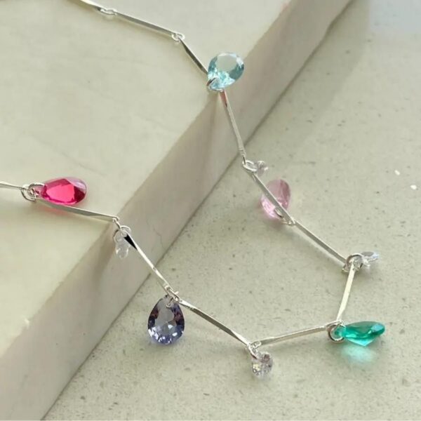 Colar Choker Zircônia Gotas