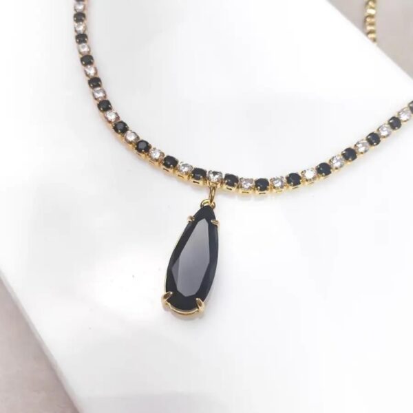 Colar Gota Preta com Zircônias Black e Cristal