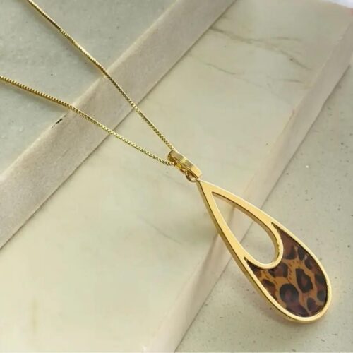 colar gota vazada animal print
