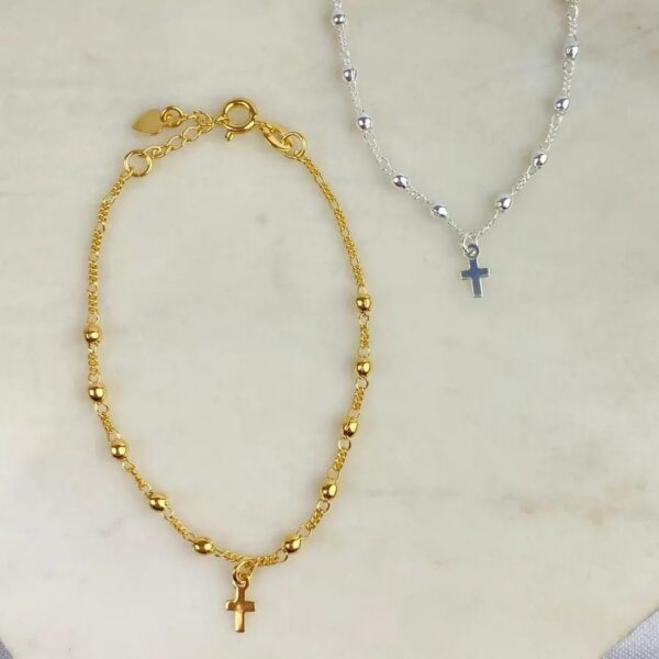 Pulseira Infantil Denário + Cruz