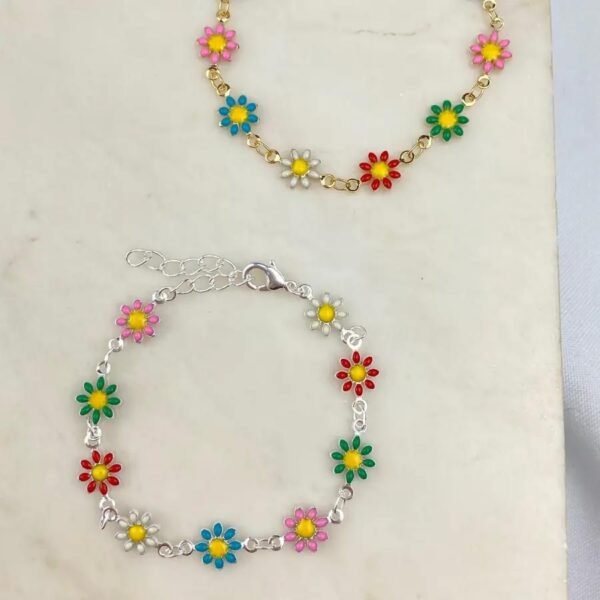 Pulseira Infantil Margaridas Coloridas