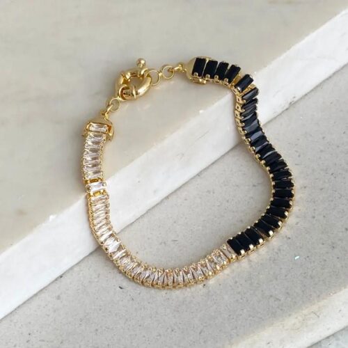 Pulseira Duo Zircônia Cristal e Black