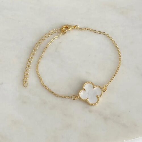 Pulseira Trevo Branco Resinado