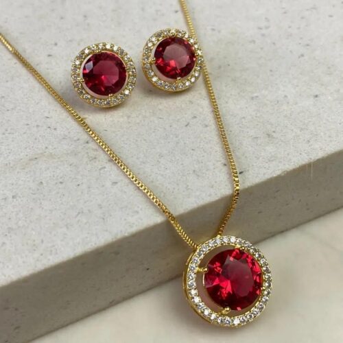 Conjunto Rainha Zircônia Vermelha