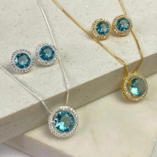 Conjunto Rainha Zircônia Azul