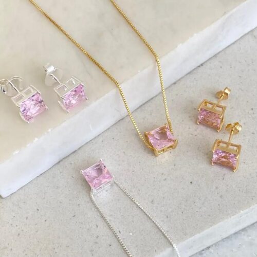 Conjunto Zircônia Rosa