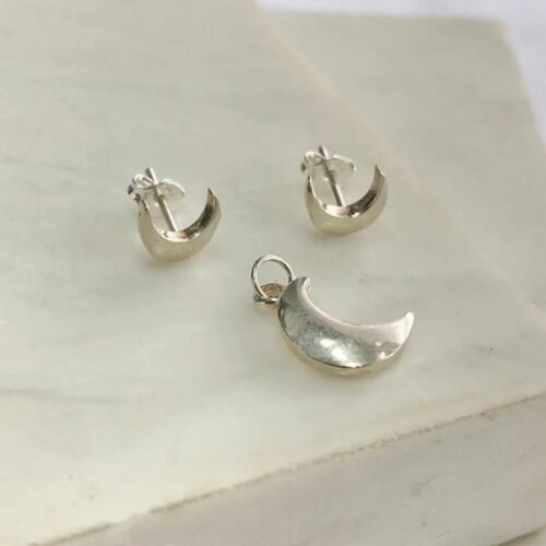 CONJUNTO MEIA LUA PRATA 925