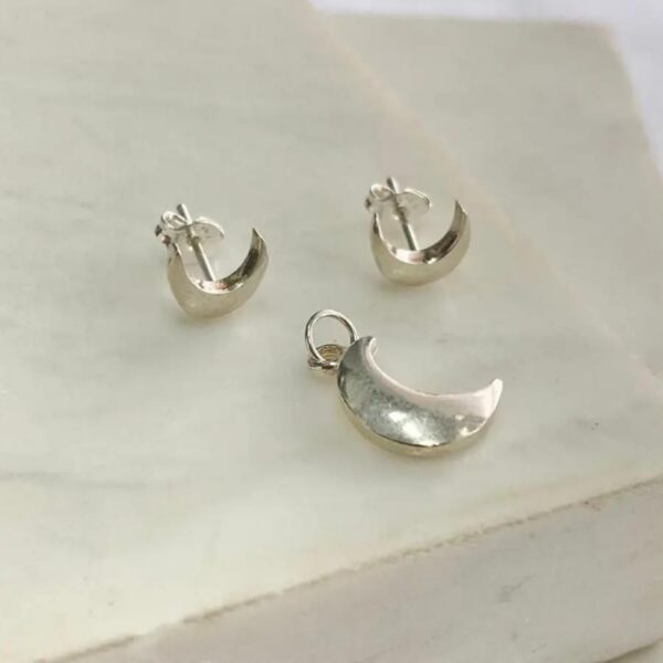 CONJUNTO MEIA LUA PRATA 925
