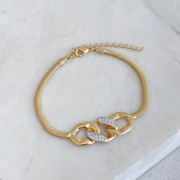 Pulseira Fio Alemão Elos Cravejados