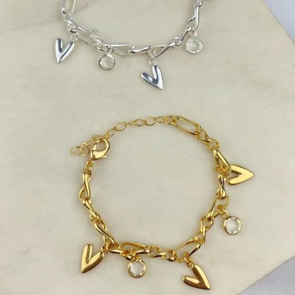 Pulseira Pingente Coração e Zircônia