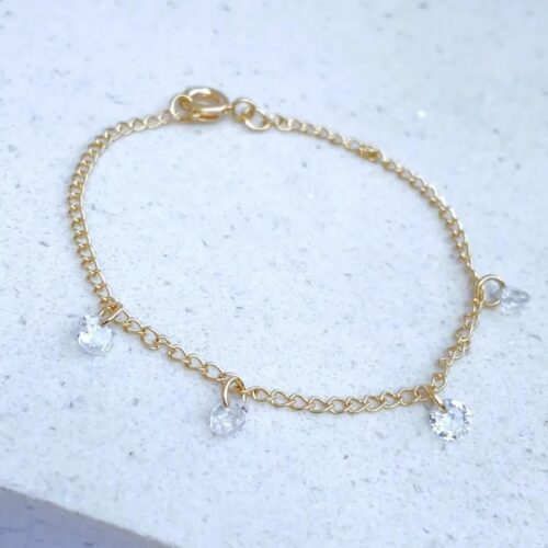 Pulseira Infantil Elos Finos Zircônia Cristal