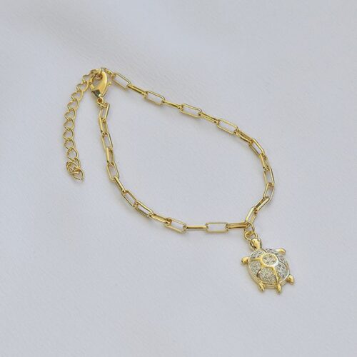 Pulseira Cartier Pingente Tartaruga Cravejada com Zircônias