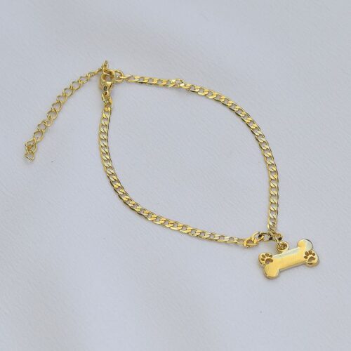 Pulseira Grumet Pequeno Pingente Osso com Patinha