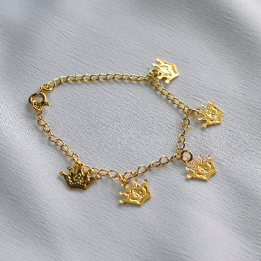 Pulseira Infantil Elos Pingente Coroa Princesa