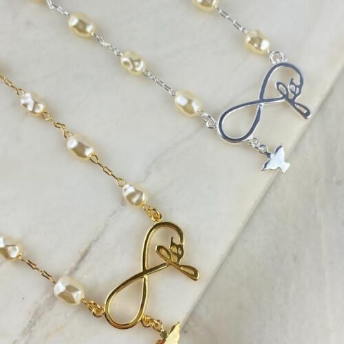 Colar Pérolas Infinito + Fé + Espírito Santo