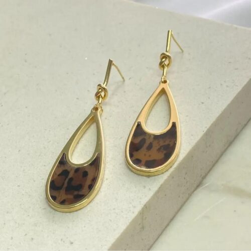 BRINCO PINGENTE GOTA ANIMAL PRINT