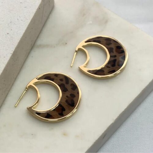 BRINCO MEIA LUA ANIMAL PRINT