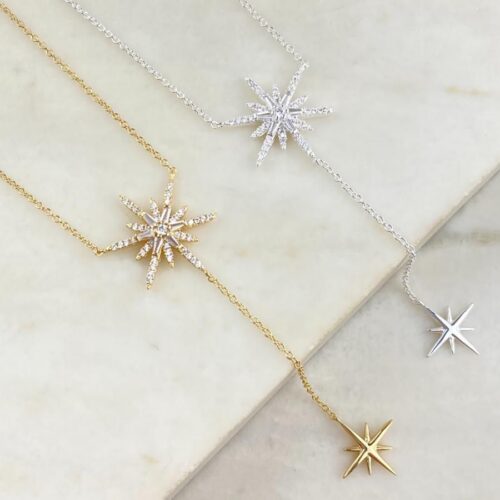 Colar Gravata Estrelas com Zircônia