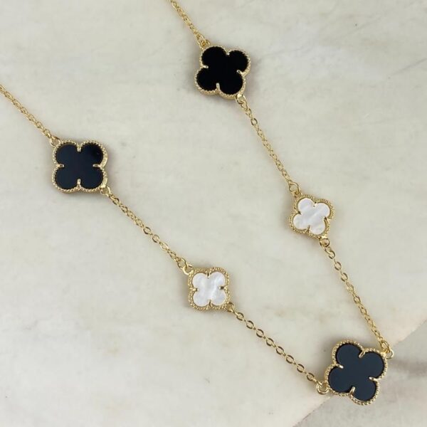 Colar Trevo Duo Color Madre e Black