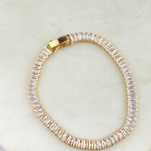 Pulseira Riviera Média Retangular Zircônia Cristal