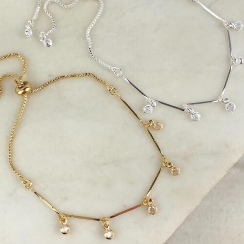 Pulseira Regulável Fio de Ouro com Zircônia