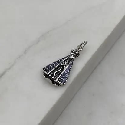 Pingente Nossa Senhora Aparecida Manto Azul Grande