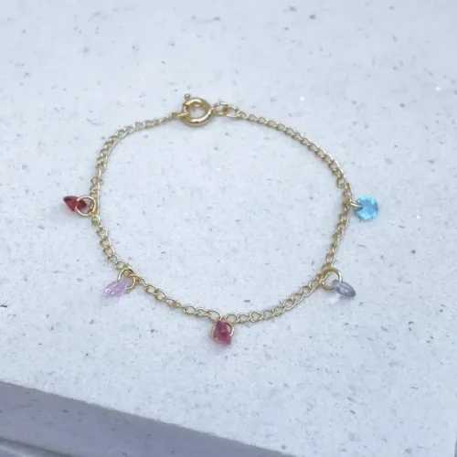 PULSEIRA INFANTIL ELOS FINOS ZIRCÔNIA COLOR