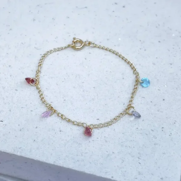 PULSEIRA INFANTIL ELOS FINOS ZIRCÔNIA COLOR
