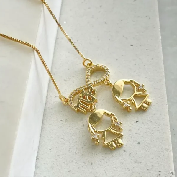 COLAR INFINITO MÃE E DUAS MENINAS CRAVEJADO COM ZIRCÔNIAS