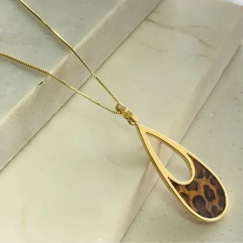 COLAR GOTA VAZADA ANIMAL PRINT