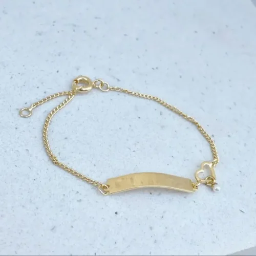 PULSEIRA INFANTIL PLAQUINHA E CORAÇÃO