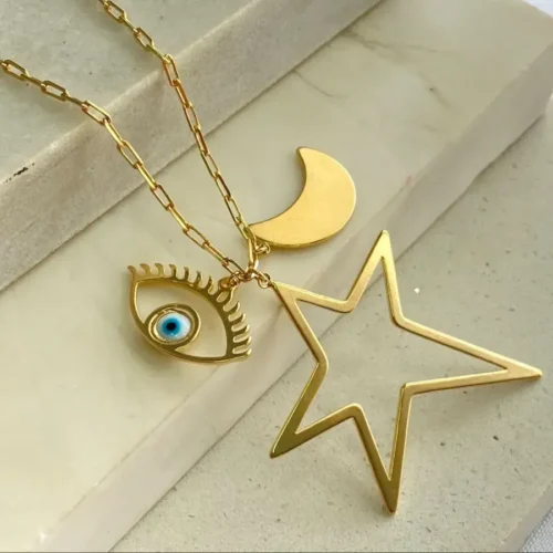 COLAR ESTRELA E OLHO GREGO