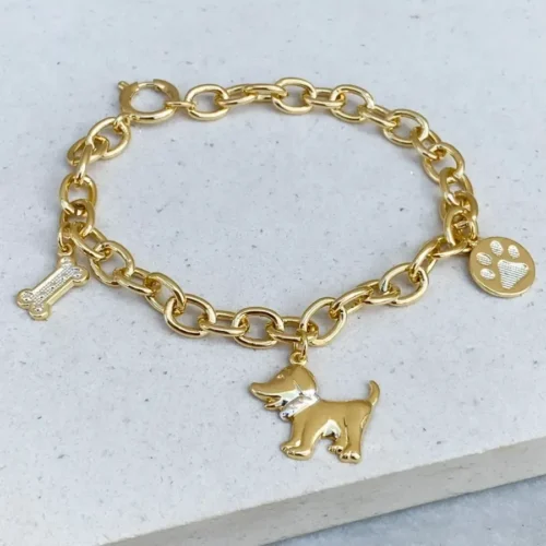 PULSEIRA PINGENTE OSSO, PATA E DOG