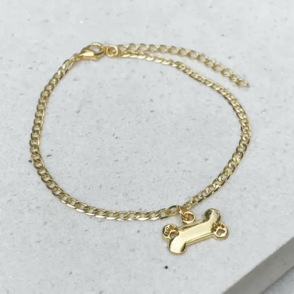 PULSEIRA GRUMET PEQUENO PINGENTE OSSO COM PATINHA