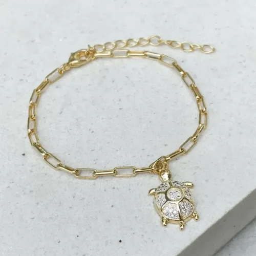 PULSEIRA CARTIER PINGENTE TARTARUGA CRAVEJADA