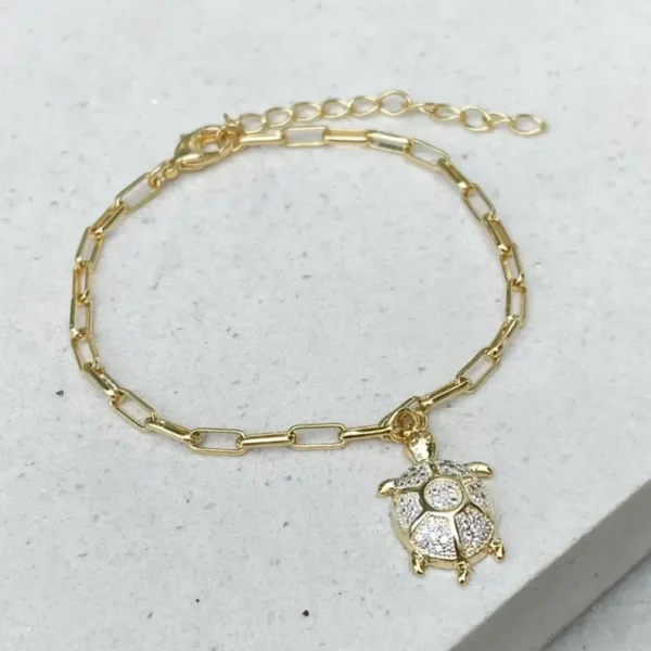PULSEIRA CARTIER PINGENTE TARTARUGA CRAVEJADA
