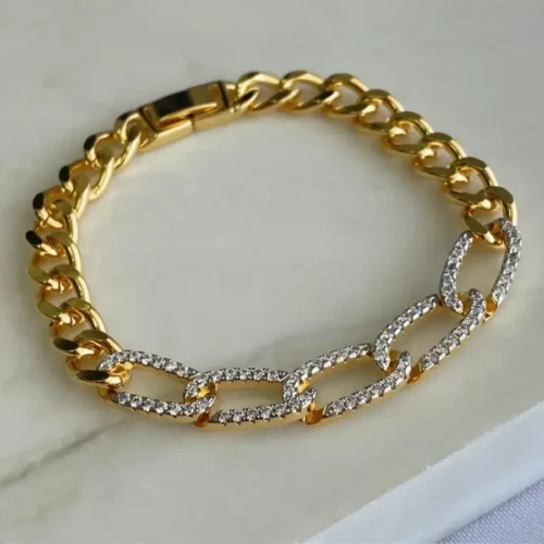 PULSEIRA GRUMET ELOS COM ZIRCÔNIA