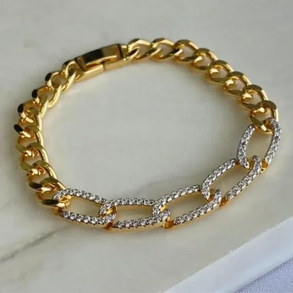 PULSEIRA GRUMET ELOS COM ZIRCÔNIA