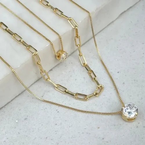 COLAR TRIPLO VENEZIANA E CARTIER PONTO DE LUZ