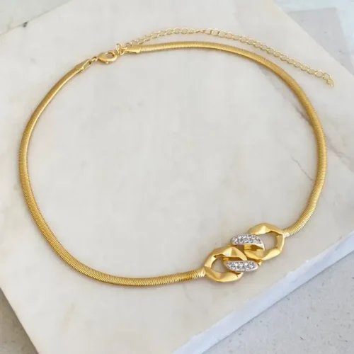 Choker Fio Alemão com Elos Cravejados