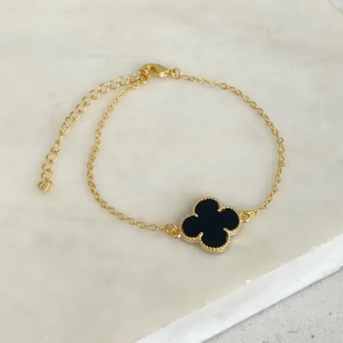 Pulseira Trevo Preto Resinado