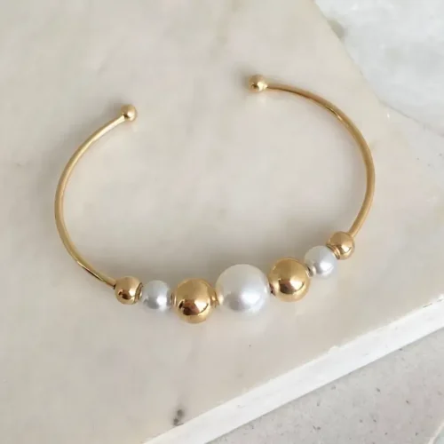 Bracelete de Bola lisa e Pérola