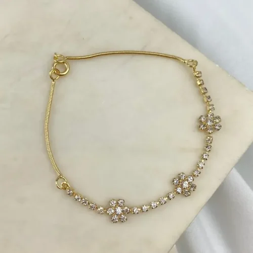 Pulseira Riviera e Flor Zircônia