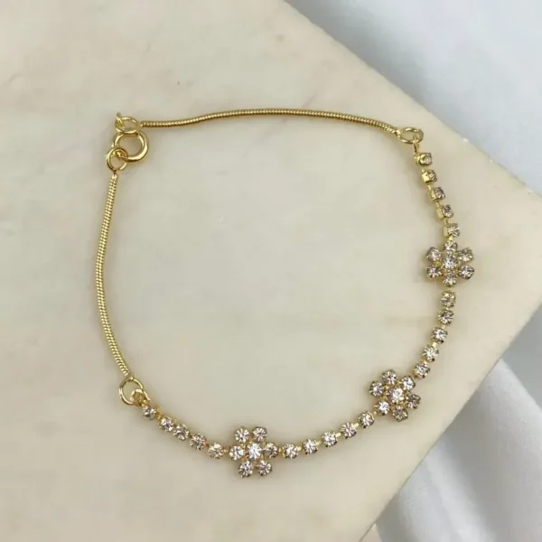 Pulseira Riviera e Flor Zircônia