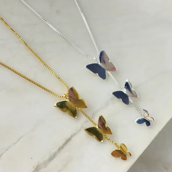 Colar trio de borboletas