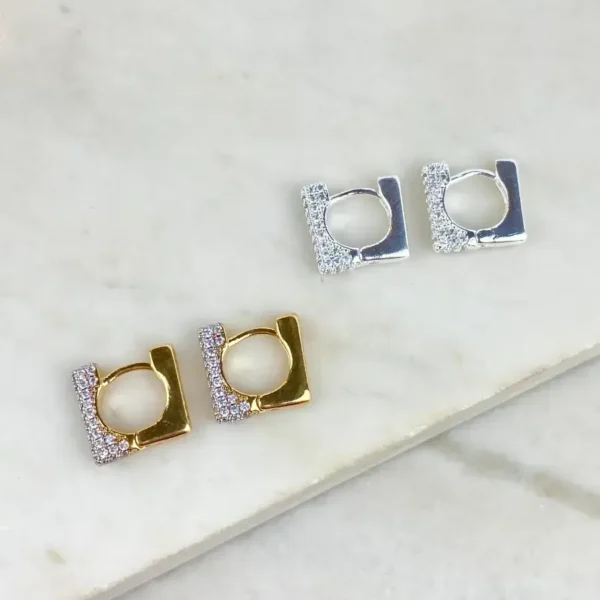 Argola quadrada zircônia (trio 1)